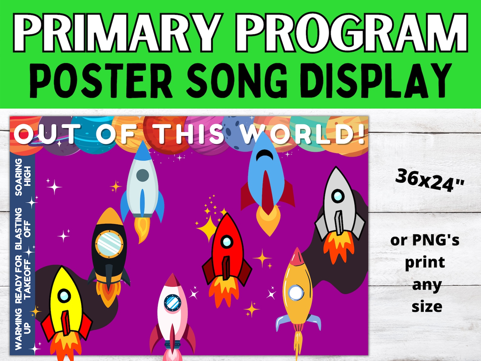 Primary Program or Song Review SPACE Bulletin Board Poster Display