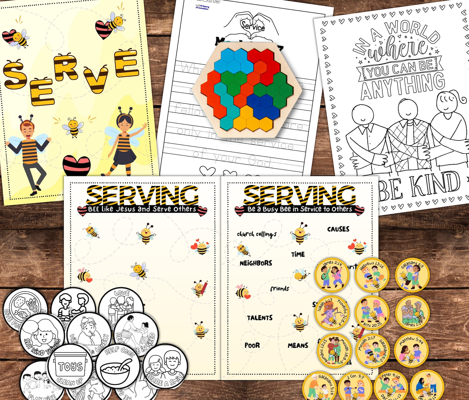 Service Week Coloring Pages Service Serving Kids Activity Bundle: Ways to Serve, Be Kind Coloring ...