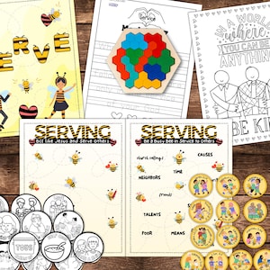Service Serving Kids Activity Bundle: Ways to Serve, Be Kind Coloring, Scripture Trace Mosiah, Kids LDS Primary Printable, Come Follow Me
