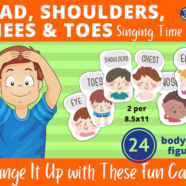 Head, Shoulders, Knees, Toes Visuals | Instant Download | Classroom | Body Parts Awareness | Primary Singing Time LDS Primary Song Games