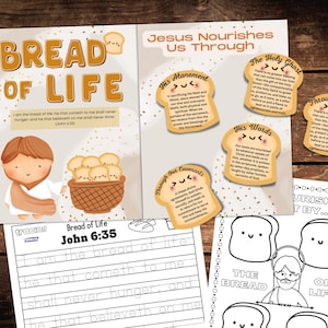 Jesus is the Bread of Life Activity Bundle, John 6:36, Bible Lesson Printable, Bible Sunday School, scripture trace coloring, come follow me