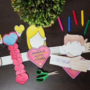 3 FORGIVENESS Kids Crafts: Forgive Long Arms Hug, 70x7 Matthew 16 hearts, LDS Come Follow Me, Activity Days, forgiving lesson printables