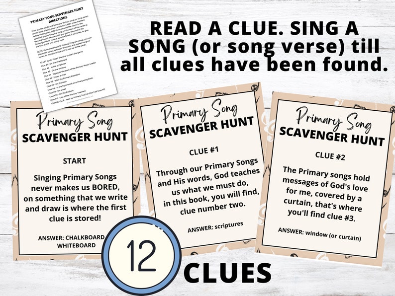 Primary Singing Time SCAVENGER HUNT | Primary Song Review | Primary Program Review Game | Primary Music Leader | Singing Time Game | LDS image 3