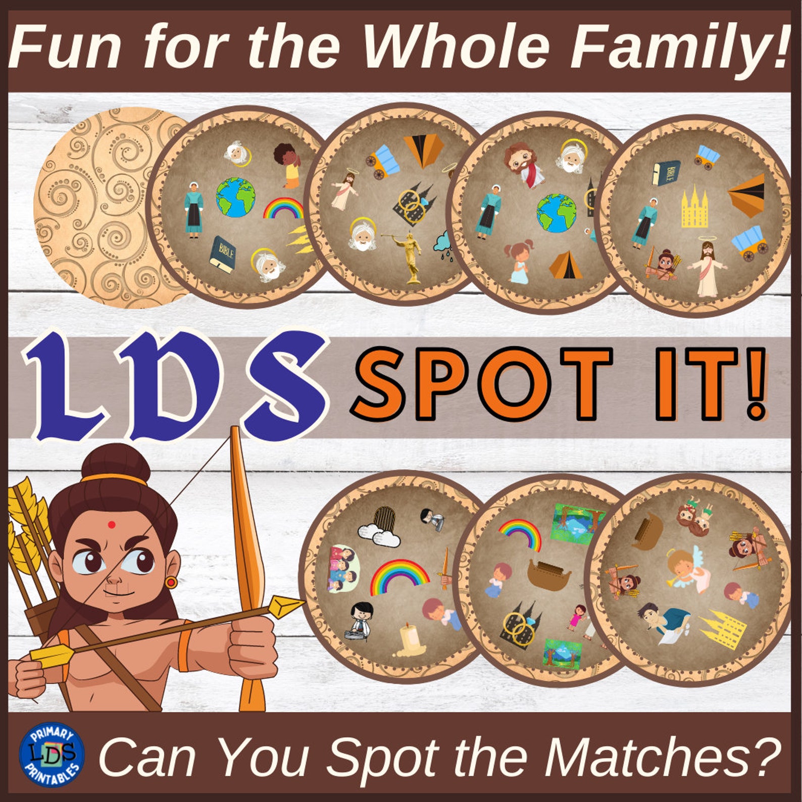 Printable LDS Spot It Game Religious Matching Game Sunday | Etsy