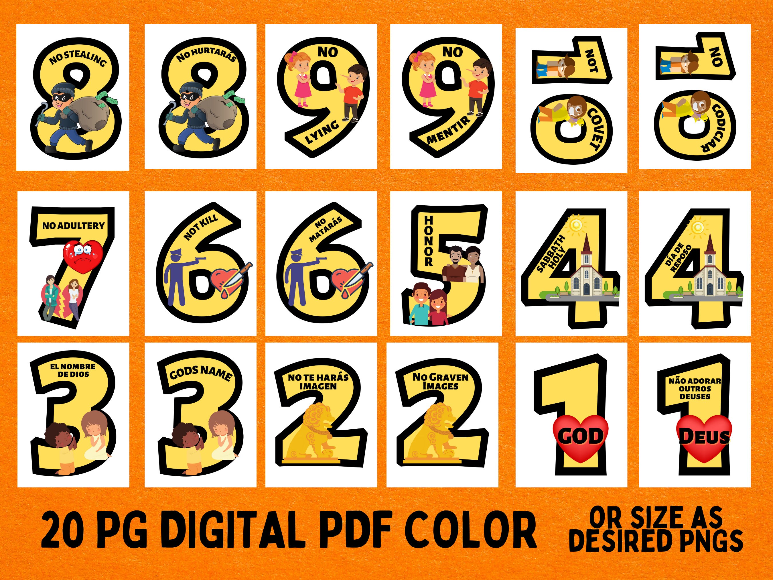 Ten Commandments Numbers & Coloring Pages Exodus 10 Commandments