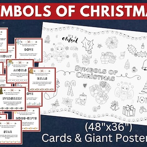 Twelve SYMBOLS of Christmas | Card Poems & Giant Coloring Poster | 12 Days of Christmas Activity | Instant Download | Bible Christmas Story