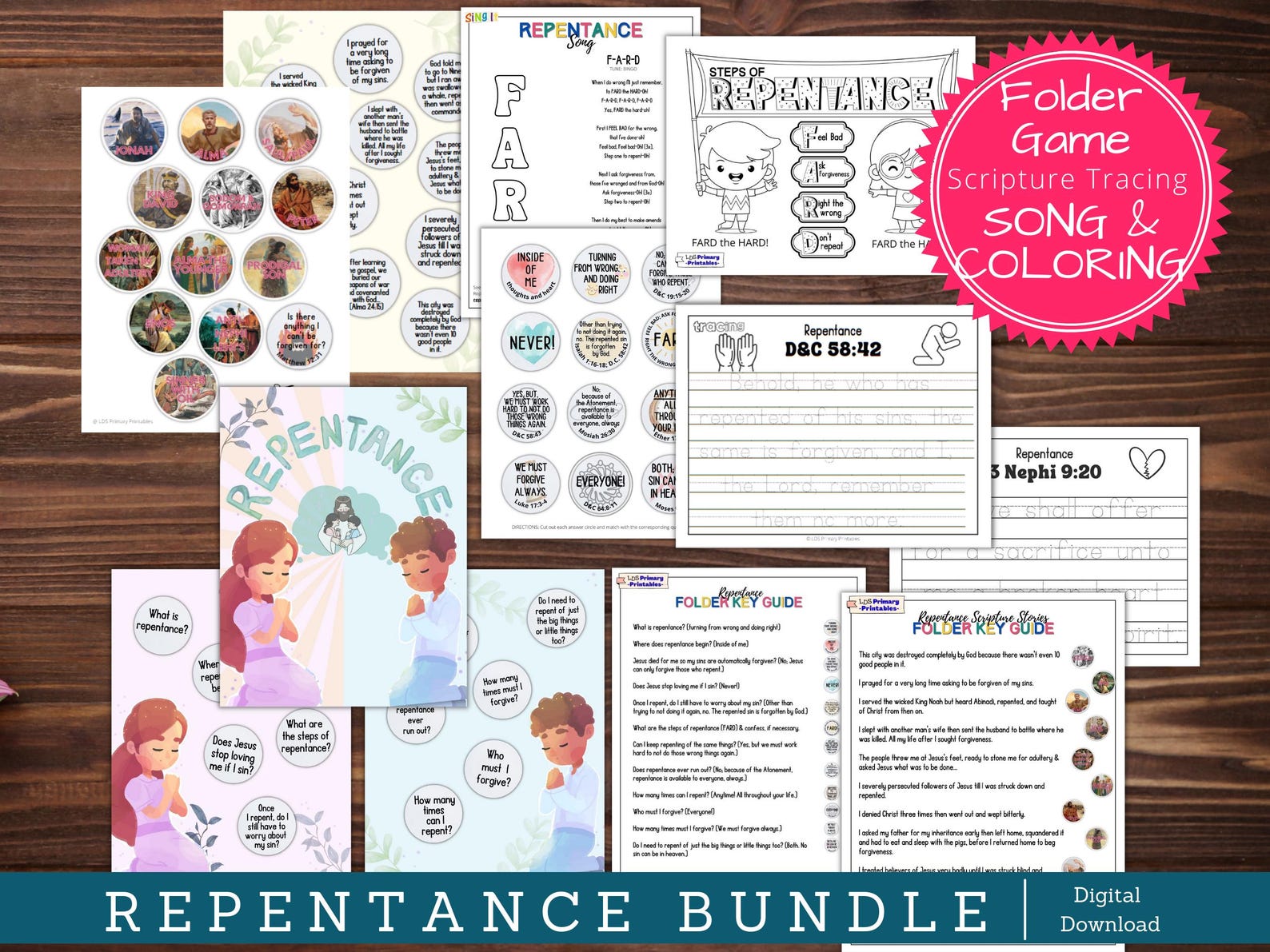Repentance Activity Bundle: LDS Come Follow Me, Matching, Coloring Page ...