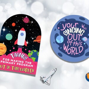 Primary Program Space-Themed Gift Tags | Primary Singing Time | Thank-You Gift Tags | LDS Primary Presentation | Primary Music Leader