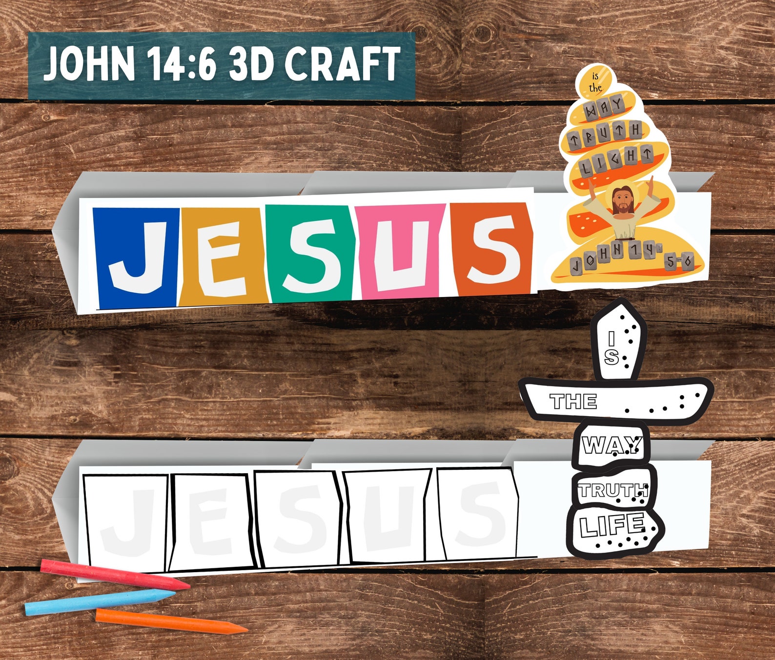 Jesus is the Way Bible Bundle Folder Game, Coloring/writing Pgs, Cairns ...