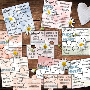 Sermon On The Mount Beatitudes Puzzles, Matthew 5 Luke 6, Kids Bible Game Activity Puzzles, Kids Bible Sunday School Lessons, come follow me