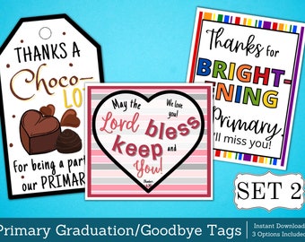 Goodbye Primary Gift Tags: Moving or Graduating Out | Instant Digital Download Printable | LDS Primary | Candy Gift Tags | LDS Primary Gifts