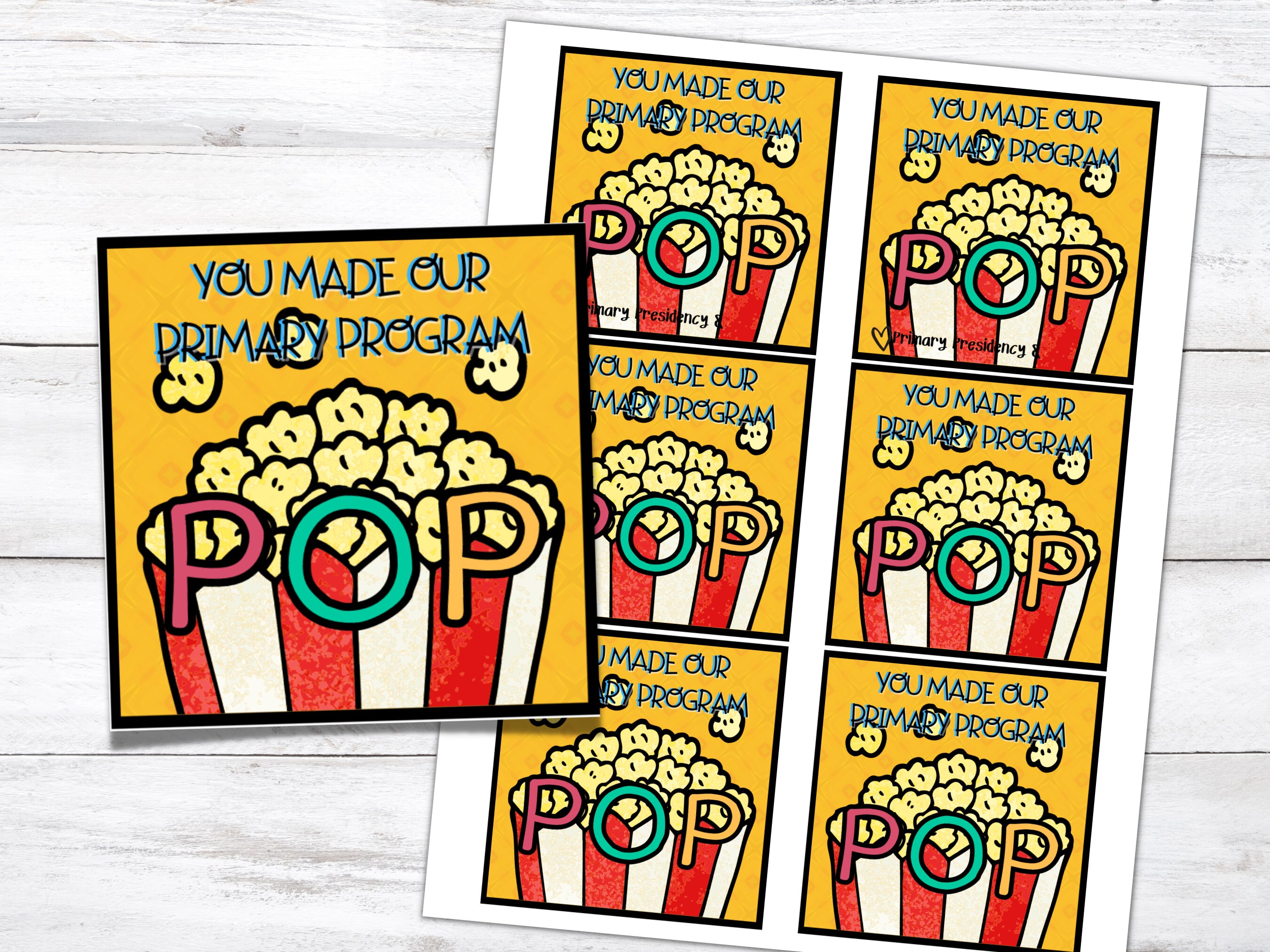Primary Program POPCORN Gift Tags primary Gift Religious Etsy