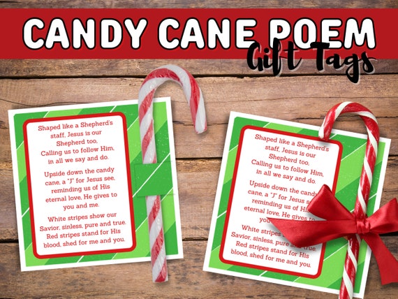 Christmas CANDY CANE Poem Gift Tag Instant Download christmas Etsy
