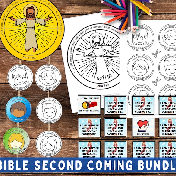 Jesus Second Coming Mobile & Card Match - Kids Bible Craft Printable  - kids Bible Sunday School lesson - coloring and matching bible games