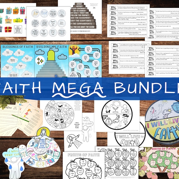 LDS Faith Mega Bundle: Folder Game, Fruits of Faith, Mustard Seed Flipbook, Scripture Trace, Faith Wheel, Faith Scripture Stories, Mobile