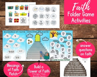 Faith Folder Game & Songs: Faith Question-Answer Match, Tower of Faith Build, Blessings of Faith (Come Follow Me Families and LDS Primary)