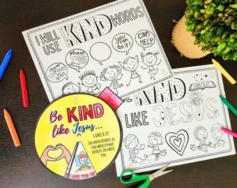 Kindness (Luke 6:31 Do Unto Others) Coloring Spinner Wheel Craft & Pgs Printable Bible Craft Activity - Sunday School, Coloring Watercolor