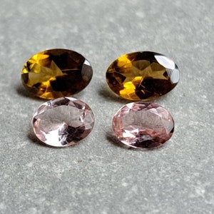 Multicolour Tourmaline Set of Four Gemstones, tcw 1.20ct pink and golden green.