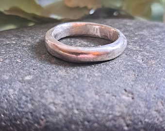 Sterling Silver Band Ring Size L, Chunky Handmade UK Hallmarking