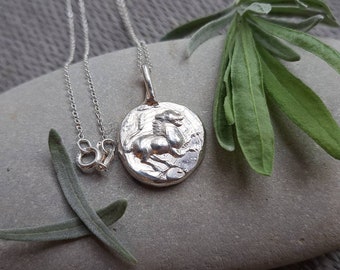 Lion Intaglio Sterling Silver Pendant Necklace Leo Birthsign, Handmade Jewellery