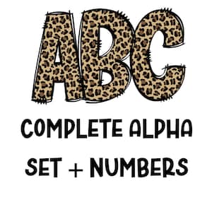 Cheetah Alpha Doodles | Doodle Letters | Lowercase, Numbers, Capital Letters | PNG for sublimation | DIY Design | Animal Print