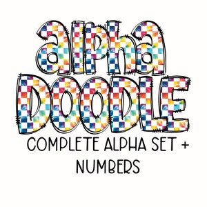 Tie Dye Checkers Alpha Doodles | Doodle Letters | Lowercase, Numbers, Capital Letters | PNG for sublimation | DIY Design |