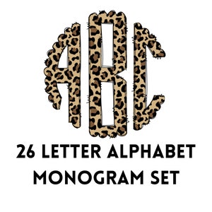 Luipaard cheetah geschulpte monogrammen alfa doodles | Krabbelbrieven | PNG voor sublimatie | DIY-ontwerp