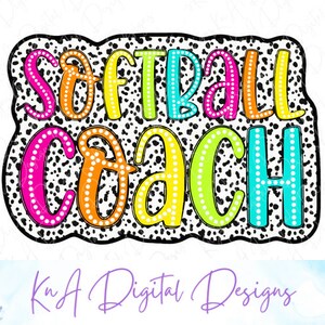 Treinador de softball Doodle Design manchas dálmatas | Softbol PNG | Design de camisa | PNG para download instantâneo | PNG para sublimação