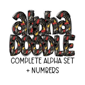 Brooms and Vacuum Alpha Doodles | Doodle Letters | Lowercase, Numbers, Capital Letters | PNG for sublimation | DIY Design | Halloween Doodle