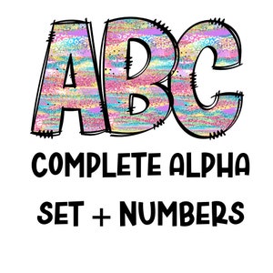 Glitter oliespatten alfakrabbels | Krabbelbrieven | Kleine letters, cijfers, hoofdletters | PNG voor sublimatie | DIY-ontwerp | Glitter