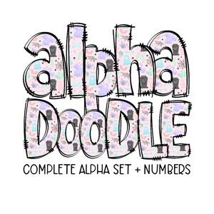 Halloween Pastel Alpha Doodles | Doodle Letters | Lowercase, Numbers, Capital Letters | PNG for sublimation | DIY Design | Pastels