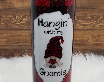 Buffalo Plaid Glittered Tumbler