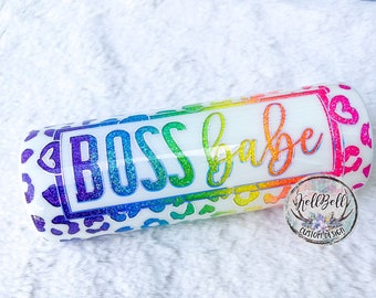 Boss Babe Peek a Boo leopard Tumbler
