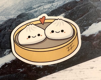 Two Baos in a basket vinyl sticker // steam buns sticker