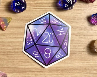Galaxy D20, Natural 20 vinyl sticker // Natural 20 D&D sticker