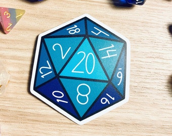 Teal D20, Natural 20 vinyl sticker // Natural 20 D&D sticker