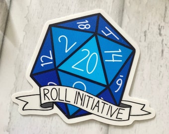 Roll initiative, Natural 20 vinyl sticker // Natural 20 D&D sticker