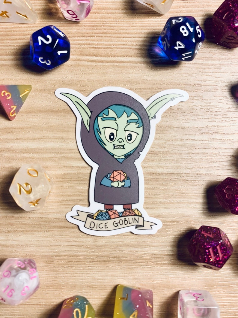 Dice goblin vinyl sticker // DnD sticker Etsy