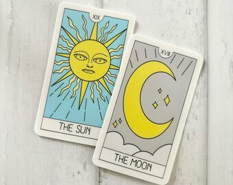 Tarot Card vinyl sticker // The Sun or The Moon Tarot Card Sticker