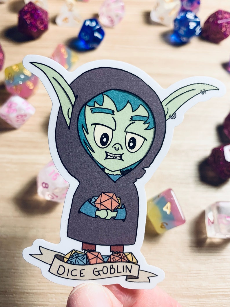 Dice goblin vinyl sticker // DnD sticker Etsy