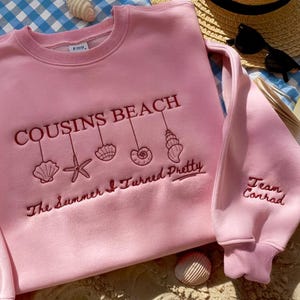 Cousins Beach Embroidery Sweatshirt, TSITP Shirt, Book Lover Gift, Team Conrad Shirt, TSITP Merch, Book Lover Gift, Summer Gift Idea