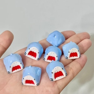 Shark Keycap, Kawaii Shark Cute Keycap, Hand Painted Artisan Keycap MX Key Cap for Mechanical Keyboard,  Cute Keycap artisan