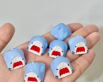 Shark Keycap, Kawaii Shark Cute Keycap, Hand Painted Artisan Keycap MX Key Cap for Mechanical Keyboard,  Cute Keycap artisan