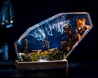 King of Dark epoxylamp, aangepaste harslamp, aangepaste epoxyharslamp, kerstcadeau, cadeau voor hem, tafellampdecoratie, verjaardagscadeau