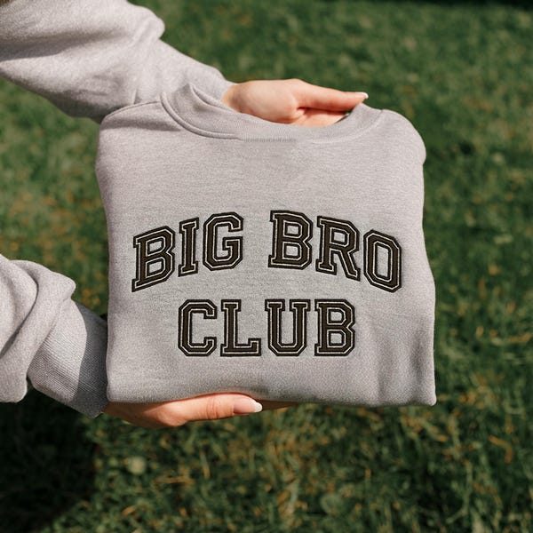 Big Bro Club Embroidered Baby Sweatshirt, Toddler Big Bro Shirt, Sibling Reveal Outfit Sweatshirt for Sibling Announcement, Birthday gift