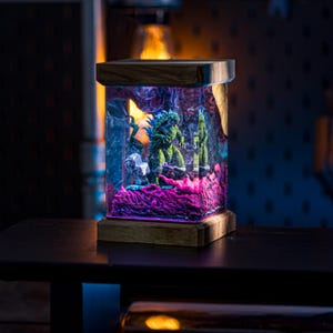 Monster Lamp, Custom Diorama Epoxy Resin Lamp, Custom Epoxy Resin Lamp, Diorama Resin Lamp, Christmas Gift, Gift for Him