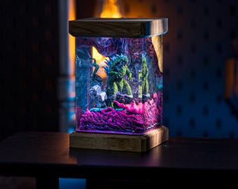 Lámpara monstruo, lámpara de resina epoxi con diorama personalizado, lámpara de resina epoxi personalizada, lámpara de resina con diorama, regalo de Navidad, regalo para él, regalo de cumpleaños