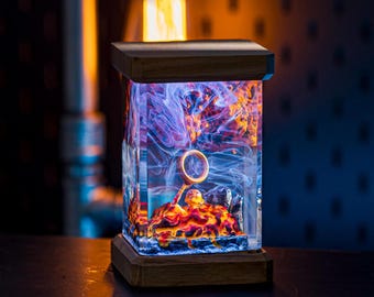 Lámpara epoxi del Anillo del Rey Oscuro, lámpara de resina personalizada, lámpara de resina epoxi personalizada, regalo de Navidad, regalo para él, lámpara de mesa con decoración epoxi