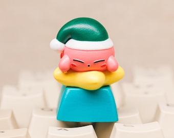 Cute Kirby Sleeping Artisan Keycap| Pink Cute Kawaii Handmade Keycap| Cute Kirby Resin Keycap| Kirby Sleeping Keycap for Mechanical Keyboard