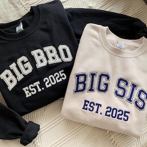 Custom Family Embroidered Sweatshirt, Matching Family Embroidered Shirt, Personalized Est Year Sibling Outfit, Baby Announcement Gift